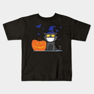 Pumpkin And Cat Funny Halloween Kids T-Shirt